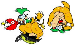 anthro ass balls big_butt big_penis chain_chomp genitals iggy_koopa koopaling male male_only mario_(series) nintendo penis solo spanked_butt spanking superiorfox video_games white_background