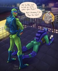 absurd_res anthro ass brother brothers cellphone city clothed clothing dialogue donatello erection father genitals group hi_res incest leonardo male male/male mammal master_splinter murid murine night parent partially_clothed penis phone purplevelbeth rat reptile rise_of_the_teenage_mutant_ninja_turtles rodent rooftop scalie sibling teenage_mutant_ninja_turtles turtle video_call yaoi