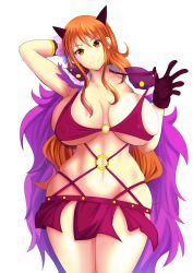 1girls amber_eyes beast_pirates_(cosplay) female female_only gloves horns hourglass_figure huge_breasts loincloth looking_at_viewer nami one_piece orange_hair shoulder_pads voluptuous xxangeluciferxx