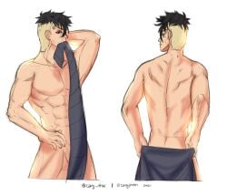 abs back_view boruto:_naruto_next_generations front_view kawaki male male_only multiple_views muscular muscular_male naruto naruto_(series) pecs short_hair solo solo_male