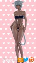 female female_only final_fantasy final_fantasy_xiv gris_swimsuit kinkycat3d miqo'te pinup swimsuit y'shtola