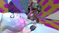 1futa 1girls 3d alternate_breast_size arms_at_sides big_breasts cum cum_on_breasts cumshot dark-skinned_female dark_skin female female_on_futa futa_on_female futanari huge_breasts humanoid ink inkling inkling_cum interracial large_breasts light-skinned_futanari light_skin looking_at_partner marina_(splatoon) nintendo octoling one_eye_closed orgasm orgasm_face paizuri pale_skin pearl_(splatoon) pink_cum skindentation smiling smirk sofa splatoon splatoon_2 tentacle_hair theboobedone white_sofa wink