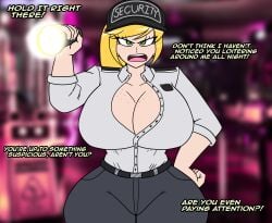 1girls absurd_res blonde_hair breasts burplenurpless english_text female five_nights_at_freddy's five_nights_at_freddy's:_security_breach flashlight green_eyes hi_res imminent_sex large_breasts pov solo sus talking_to_viewer text thick_thighs thunder_thighs vanessa_(fnaf) vanessa_comic wide_hips