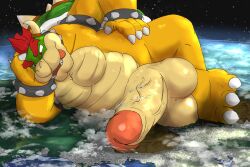 balls big_balls big_penis bowser erection genitals landscape_dwarfing macro male male_only mario_(series) mfive_(artist) nintendo penis planet solo vein veiny_penis video_games