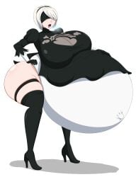 1girls ass big_ass big_belly big_breasts blindfold breasts breasts_bigger_than_head burping clothing female female_only hairband huge_ass huge_belly huge_breasts hyper hyper_belly hyper_breasts hyper_pregnancy light-skinned_female light_skin nier nier:_automata pregnant solo solo_female spooky-gh0st thick_thighs thighhighs white_hair yorha_2b