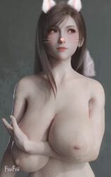 1girls 3d animated autodesk_maya breasts female female_only final_fantasy final_fantasy_vii final_fantasy_vii_remake hand_between_breasts huge_breasts large_breasts light-skinned_female nipples no_sound slash_soft solo solo_female square_enix tifa_lockhart topless video