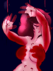 artistic_nude artistic_nudity blood_drip blood_on_face blood_stain boobs breasts curvy curvy_body curvy_female curvy_figure female female_focus female_only freckles freckles_on_face freckles_on_shoulders front_view hands_casting_shadow klayla_(skittydrawings) nude nude_female oc original_character skittydrawings small_boobs small_breasts solo solo_female solo_focus