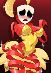 dancer_outfit embarrassed female gangle_(dancer_outfit) gangle_(tadc) gangle_(the_amazing_digital_circus) gangle_with_thick_ribbons glitch_productions ribbon sebasdono the_amazing_digital_circus