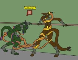 ahuizotl alban_(trinitite) anal anal_penetration android anthro black_sclera brown_body clothed clothing dragon duo energy_drain female glowing glowing_eyes green_body machine male mythological_creature mythological_scalie mythology oral oral_penetration penetration questionable_consent robot scalie skimpy stirrup_legwear tentacle_grab tentacle_in_ass tentacle_in_mouth tentacle_in_vagina tentacle_penetration tentacles tory_(trinitite) trinitite vaginal vaginal_penetration