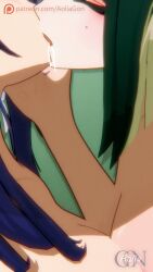 2girls 9:16 animated aolia_(aoliagon) artist_name blue_hair blush breast_frottage breasts close-up closed_eyes eyeshadow female female/female female_only genshin_impact green_hair kissing lauma_(genshin_impact) lesbian_couple lesbian_kiss long_hair mole mole_under_eye multiple_girls nefer_(genshin_impact) nude nude_female patreon_username shorter_than_20_seconds tagme vertical_video video yuri