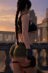 1girls 2026 3d ai_generated ai_video aistuffo animated ass athletic back_view bare_shoulders belly belt big_ass braid braided_hair braided_ponytail breasts brown_eyes brown_hair buttcheeks clothed curvy curvy_female female female_only front_view gloves hips holster hotpants huge_breasts lara_croft legs long_hair makeup navel navel_piercing outside piercing pulling_clothing realistic revealing_clothes ruins shorter_than_30_seconds side_view skimpy sound tagme temple thigh_gap thighs tomb_raider topwear underboob video waist walking