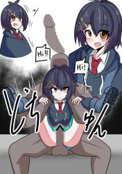 1boy 1boy1girl 1female 1girl 1girls 2026 background black_hair blush blushing blushing_female breasts brown_eyes clothed clothed_female_nude_male clothed_sex dark-skinned_male dark_skin dominant dominant_male faceless_male female female_focus female_only hair_ornament light-skinned_female light_skin male marvel marvel_comics marvel_tokon:_fighting_souls motion_lines multiple_views nipples out_of_frame peni_parker petite petite_body pose posing rolling_eyes school_uniform sex short_hair small_breasts spider-man_(series) submissive submissive_female uncensored video_game video_game_character