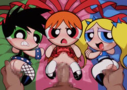 1boy 2025 2d 2d_(artwork) 3girls annoyed annoyed_expression ass bangle bangles berserk_(powerpuff_girls) black_hair blonde_hair blue_bow blue_eyes blush blush_lines bow brat_(powerpuff_girls) brute_(powerpuff_girls) cartoon_network censored censored_penis crimson_eyes digital_media digital_media_(artwork) female female_focus female_penetrated fingering green_eyes hi_res highres jcm2 jpeg male male_penetrating male_penetrating_female male_pov navel open_mouth open_smile orange_hair penetration pixiv_link pov powerpuff_girls powerpunk_girls red_ribbon ribbon saliva sex smile spiked_belt spiked_bracelet spiky_hair stomach_bulge tears trio_focus twintails unseen_male_face