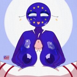 countryhumans countryhumans_girl countryhumans_boy united_states_of_america_(countryhumans) european_union_(countryhumans) kei_chan_pizdec 1boy 1girls 1girls1boy 1boy1girl white_eyes blue_skin blue_skinned_female white_skin white_skinned_male american american_male american_flag european_female european european_union stars breasts breasts_out tits tits_out big_breasts big_tits naked naked_female naked_male_naked_female cock dick penis penis_between_breasts penis_between_tits paizuri boobs big_boobs boobjob titjob titfuck nipples blue_nipples cum cum_on_face cum_on_breasts makeup tagme artist_name artist_signature
