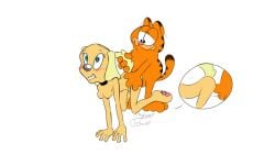 animated anthro blonde_hair blue_eyes blush blush_lines bouncing_breasts brandy_and_mr._whiskers brandy_harrington breasts canid canine canis disney doggystyle domestic_cat domestic_dog duo felid feline felis female from_behind_position fur garfield_(series) garfield_the_cat hair hi_res male male/female mammal mayhemtown motion_lines multiple_angles orange_body orange_fur paramount_skydance_corporation paws,_inc. sex tail tail_pull tan_body tan_fur