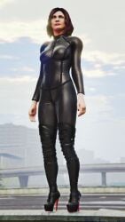 3d 3dcg absurd_res absurd_resolution alternate_costume amanda_de_santa beautiful_woman black_bodysuit black_catsuit black_widow_(cosplay) blue_eyes bodysuit brown_hair_female cleavage cosplay daz_studio dionys_ramirez emotionless emotionless_female expressionless front_view game_cg game_mod grand_theft_auto grand_theft_auto_v heavenly_body high_heels high_resolution highres indifferent large_breasts los_santos marvel mature_woman milf mother pink_lipstick posing red_fingernails red_high_heels short_hair_female source_request standing standing_at_attention thigh_high_heels unbothered uncaring_female uninterested_female