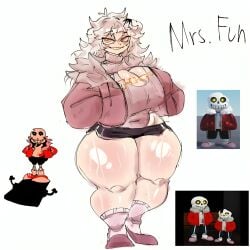 1girls big_breasts blood_stain chest female female_only female_sans golden_chains hd jacket_open meme_reference mr.fun_(character) red_jacket reference_image rule_63 sans sans_au shorts slippers smile socks sweater text thick_thighs ulc undertale undertale:_last_corridor undertale_(series) undertale_au white_background white_hair yellow_eyes zans_nation
