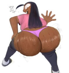 2025 ahoge arched_back ass ass_focus back_arch barrybbeesly big_ass bindi black_hair cat_pose dark-skinned_female dark_hair dark_skin fat_ass feet indian indian_female mature mature_woman milf rear_view red_tank_top sabahda soles tank_top white_background yoga yoga_mat yoga_pants