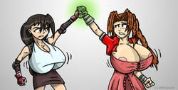 aerith_gainsborough breast_expansion female female_only final_fantasy final_fantasy_vii huge_breasts human multiple_females multiple_girls smooth_skin the-litch-deviance tifa_lockhart