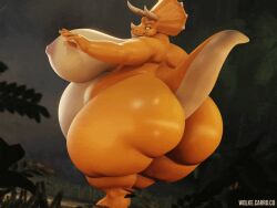wolke anthro anthro_only furry furry_only scalie scalie_only female female_only outside triceratops dinosaur rear_view prehistoric_species reptile reptilian orange_skin orange_body orange_scales dancing ass big_ass huge_ass hyper hyper_ass butt big_butt huge_butt hyper_butt wide_hips thick_thighs hyper_thighs hyper_hips thunder_thighs tail bbw ssbbw belly big_belly huge_belly hyper_belly horns spikes_(anatomy) breasts big_breasts huge_breasts nipples areolae hyper_breasts boobs big_boobs huge_boobs hyper_boobs beak naked naked_female animated gif short_playtime shorter_than_10_seconds loop looping_animation shaking shaking_ass shaking_butt swaying swaying_hips ceratopsian marginocephalian jiggle jiggling_belly forest presenting presenting_hindquarters presenting_ass tailwag tree fat fat_female obese obese_female overweight overweight_anthro morbidly_obese morbidly_obese_female morbidly_obese_anthro solo solo_female solo_anthro solo_scale 1girls
