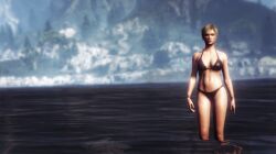 remyras grand_theft_auto_v grand_theft_auto gta_pedestrians unnamed_character wet_bikini wet_body beautiful_woman mature_woman 1girls huge_breasts cleavage black_bikini unbothered uncaring_female uncaring emotionless_female emotionless uninterested_female uninterested standing_in_water standing_at_attention navel bare_shoulders collarbone source_request beige_hair brown_hair_female short_hair_female heavenly_body lowres low_resolution 3d 3dcg game_cg edited_screencap
