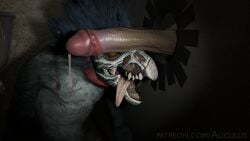 16:9 aliculus alien anthro big_penis bodily_fluids cum cum_drip dripping duo genital_fluids genitals glory_hole halo_(series) hi_res humanoid kig-yar male male/male microsoft penis penis_on_face sangheili scalie tongue tongue_out widescreen xbox_game_studios
