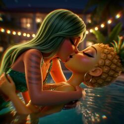 ai_generated animated ass_grab edited fruit_humanoid fruit_love_island google_gemini grok grok_imagine inminent_sex kissing kissing_chest kissing_neck mikey-rg97 on_bed pool sound tagme video yuri