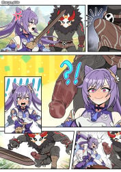 !? 1boy 1girls anger_vein angry anthro bar_censor bare_shoulders bdsm bestiality bird black_hair blush bondage bound breasts censored choker dark-skinned_male dark_skin dr.orga_(everyday2) duo erection everyday2 female foreskin genshin_impact hair_cones hair_ornament hetero high_resolution highres hilichurls_(species) holding_sword holding_weapon hoyoverse imminent_penetration interspecies keqing_(genshin_impact) large_penis light-skinned_female light_skin male masturbation mihoyo mitachurl monster nervous_smile open_mouth orb pantyhose penis penis_awe purple_choker purple_dress purple_eyes purple_hair rape sweat sword testicles twintails uncensored veins veiny_penis weapon wide-eyed