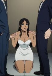 1girl 2boys ai_assisted ai_generated alex_benedetto alley alley_sex alleyway big_boobs big_breasts black_hair blowjob blue_eyes brown_skin brown_skinned_female busty cock dark-skinned dark-skinned_female dark_skin dark_skinned dark_skinned_female double_handjob dress fellatio gangsta group_sex harrenhaler kneeling kneeling_oral_position long_hair looking_up minidress oral oral_sex sucking sucking_cock sucking_penis threesome white_clothes white_skin white_skinned_male