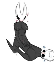 1boy1girl 2_horns anthro anthro_on_anthro big_breasts black_body brother_and_sister bug cowgirl cowgirl_position dominant_female hollow_knight hollow_knight:_silksong hornet_(hollow_knight) incest incest_(lore) krytoyknight love love_making mask masked_female masked_male mommy_milkers needy no_mouth protagonist_(hollow_knight) pussy sex sexy sexy_pose spider_girl wet_body white_background
