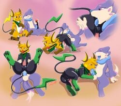 absurd_res anal anal_penetration ball_gag balls bodily_fluids buizel buttplug clothing davyboi dronesuit drool_on_gag drooling drooling_on_partner duo feral gag gagged generation_1_pokemon generation_4_pokemon genitals goo_transformation grin grinning_at_partner hi_res latex latex_clothing latex_skinsuit liquid_latex looking_pleasured male male/male masturbation nervous nervous_smile nintendo oral penetration penis plug_(sex_toy) pokemon pokemon_(species) raichu rimming rimming_male saliva scarf sex sex_toy skinsuit slime smile tapering_penis teeth tight_clothing tobybuizel_(gizmoshiba) tongue tongue_out transformation zarro_(zarro_the_raichu)