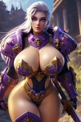 1girls 3d ai_generated big_ass big_breasts colossal_ass colossal_breasts emperors_children female female_primarch female_space_marine fulgrim gold_armor long_hair massive_breasts power_armor power_armor_(warhammer) primarch purple_armor purple_eyes ravenomega rule_63 sexy_body sexy_female skimpy_armor solo sword voluptuous_body voluptuous_female warhammer_(franchise) warhammer_40k white_hair