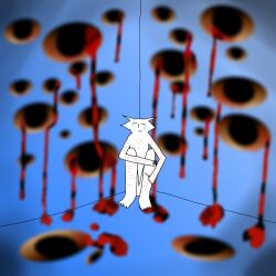 absurd_res anthro arctic_fox blood blue_background bodily_fluids canid canine corner cornered crying depression digital_media_(artwork) disturbed eyes_closed fox fur hi_res house_of_puso lycatix male mammal minor_wound puso_(house_of_puso) scar self-harm self-harm_scars simple_background slit_(wound) slit_wrist solo suffering tears trauma traumatized true_fox vent_art white_body white_fur wounded