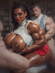 1girl2boys 1girls 2boys abs ai ai_generated ai_slop ass black_eyes black_female black_hair breasts breasts_out brown_hair brunet cleavage_cutout come_hither cum_outside dark-skinned_female dreadlocks earrings ejaculation ejaculation_between_breasts enercell erection exposed_breasts faceless_male female female/male female_focus female_on_male glasses hetero hetero_sex heterosexual holding_own_breasts indoors interracial kneeling large_thighs leather leather_shoes library long_hair looking_at_viewer male male_ejaculation massive_breasts miniskirt muscular muscular_female muscular_male nail_polish nipples noirette oc orgasm original_character outercourse paizuri pale-skinned_male pec penis pierced_ears pierced_nipples piercings red_lipstick red_nail_polish semen sex sex_from_front shiny_body shiny_skin shoes short_hair smile socks straight straight_sex sweater sweater_vest tank_top thighs titfuck titjob turtleneck turtleneck_sweater vascular vest voluptuous voluptuous_female voyeur white_male