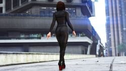 3d 3dcg absurd_res absurd_resolution alternate_costume amanda_de_santa ass ass_focus beautiful_woman black_widow_(cosplay) bodysuit brown_hair_female cosplay daz_studio dionys_ramirez game_cg game_mod grand_theft_auto grand_theft_auto_v heavenly_ass heavenly_body high_heels high_resolution highres los_santos marvel mature_woman milf mother red_fingernails red_high_heels sfw short_hair_female source_request standing_at_attention strutting thigh_high_heels unbothered walking_away
