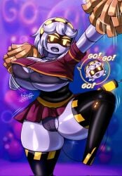 1boy 1girls areola ass big_areola big_ass big_breasts big_nipples big_thighs breasts cheering cheerleader cheerleader_outfit cheerleader_uniform clothing dialogue drone erect_nipples female female_focus gigantic_ass gigantic_breasts gigantic_thighs glitch_productions glowing_eyes hat huge_areola huge_ass huge_breasts huge_nipples huge_thighs male murder_drones n_(murder_drones) nipples pussy robot robot_girl rod_akihiro short_hair silver_hair tail text thick_thighs thighs v_(murder_drones) yellow_eyes