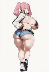 1girls ai_generated artist_request ass ass_focus beauty_mark belly_button belt big_ass big_breasts bikini_top blue_eyes breasts bubble_ass bubble_butt cleavage commission curvy_figure fate_(series) female female_only fit genshin_impact hitomi_twins hourglass_figure huge_breasts imminent_sex jacket latex_bikini light-skinned_female light_skin long_hair milf oc original original_character pale-skinned_female pale_skin pink_hair revealing_clothes shiny_skin short_shorts shorts skimpy_clothes solo suggestive_look thick_thighs thong thong_above_shorts thong_straps voluptuous_female wide_hips