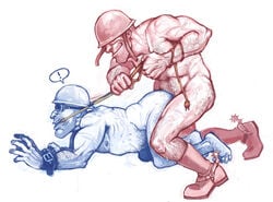 2boys 2d anal artist(katya) bondage engineer_(team_fortress_2) gagged hands_tied human human_male human_only male male_only prawnsy soldier_(team_fortress_2) team_fortress_2 yaoi