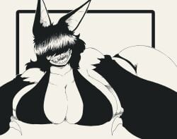 1girls bat_ears bat_girl bat_wings big_breasts gps-device hair_over_eyes huge_breasts large_breasts lylei original original_character