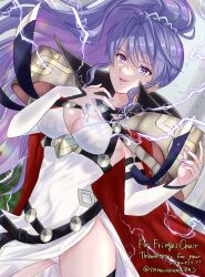 1girls absurdres alternate_costume armpits artist_name book breasts cleavage commission electricity female female_only fire_emblem fire_emblem:_genealogy_of_the_holy_war fire_emblem_heroes highres ishtar_(fire_emblem) long_hair looking_at_viewer magic medium_breasts nail_polish nintendo official_alternate_costume open_mouth panties pantyshot pantyshot_(standing) pink_nails ponytail purple_eyes purple_hair skeb_commission smile snow20200 solo thighhighs underwear very_long_hair watermark white_panties