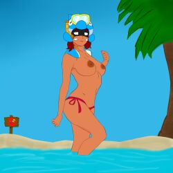 brawl_stars breasts_out nita_(brawl_stars) palm_tree water whale_watch_nita_(brawl_stars)