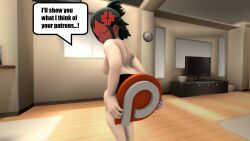 1girls 3d angry ass breasts female female_only gasturmation inko_midoriya light-skinned_female mature_female milf mother my_hero_academia nude patreon patreon_logo sideboob solo source_filmmaker