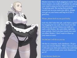 1girls 2d 3rd_party_edit big_breasts caption clothed_female emotionless english_text femdom femdom_caption humiliation maid maid_uniform malesub mikoyan pegging presenting_strap-on sex_toy solo solo_female strap-on strap-on_over_clothes strap-on_under_skirt text wall_of_text