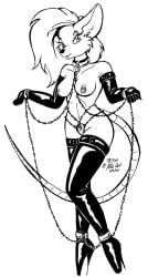 2000 anthro bondage boots bound chains collar cuffs female female_only femsub furry gloved_hands gloves high_heel_boots mouse polecat_(artist) rodent submissive_female