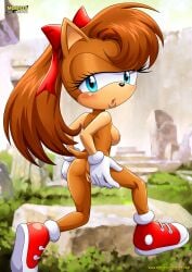 ass bbmbbf blush butt casual_nudity furry half-closed_eyes looking_at_viewer mobius_unleashed palcomix public_nudity sega sonic_(series) sonic_x-treme tiara_boobowski workout