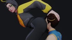 2girls 3d animated ass_on_face capcom chun-li chun-li_(fortnite) d'ark_(fortnite) facesitting fortnite kishi stinkface street_fighter tagme video yuri