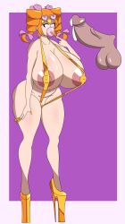bimbo bimbo_body bimbo_lips bimbofication crabla gold_bikini gold_heels high_heels huge_ass huge_breasts implied_transformation intelligence_drain intelligence_loss iq_loss long_nails platform_heels sling_bikini thick_lips thick_thighs touhou yorigami_jo'on