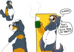 1boy anthro balls canid daztoons furry glasses male nude penis tagme