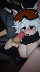 1boy 1girls 3d alternate_version_available anti_(phantom_forces) balls breasts breasts_out brickstar328 broker_(phantom_forces) clothed cock_worship female light_skin male nipples pale_skin partially_clothed penis phantom_forces roblox roblox_game robloxian selfie tagme