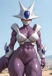 ai_generated armor big_ass big_breasts black_nails breasts cooler_(dragon_ball) dragon_ball dragon_ball_z female frieza_race genderswap_(mtf) muscular muscular_female nail_polish nails purple_skin red_eyes rule_63 shoulder_armor spur//. uncensored